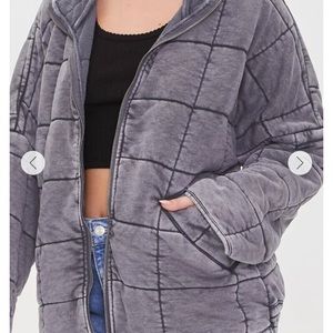 Grey Forever 21 Quilt zip up jacket